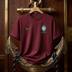 Premium World Cup Drop Shoulder T-Shirt Brazil - Maroon