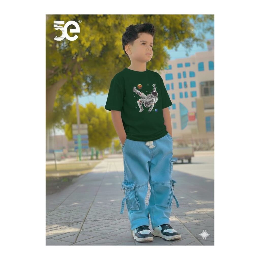 Boys Denim Pant and T-Shirt Set Panda and Graphic Prints - 07 Green Horse Graphic