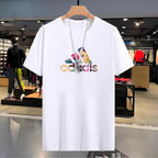 Premium Drop Shoulder T-Shirt Sports Graphic Collection - White Multi Logo