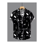 Ultra Soft Casual Half Sleeve Shirt - Black Abstract