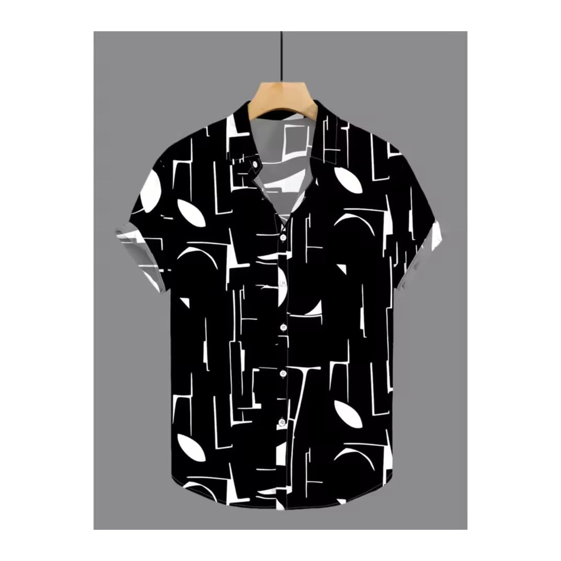 Ultra Soft Casual Half Sleeve Shirt - Black Abstract