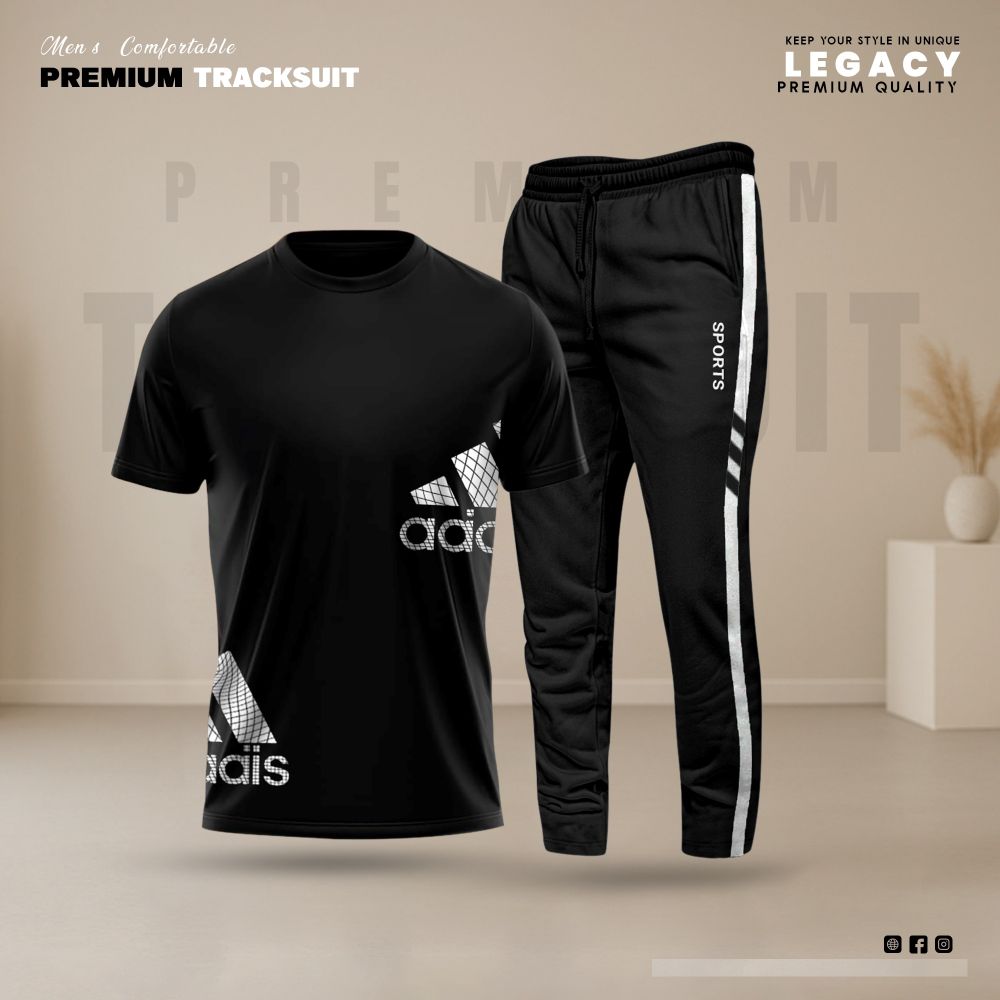 Imported PP T-Shirt and Trouser Set - Black Logo Style