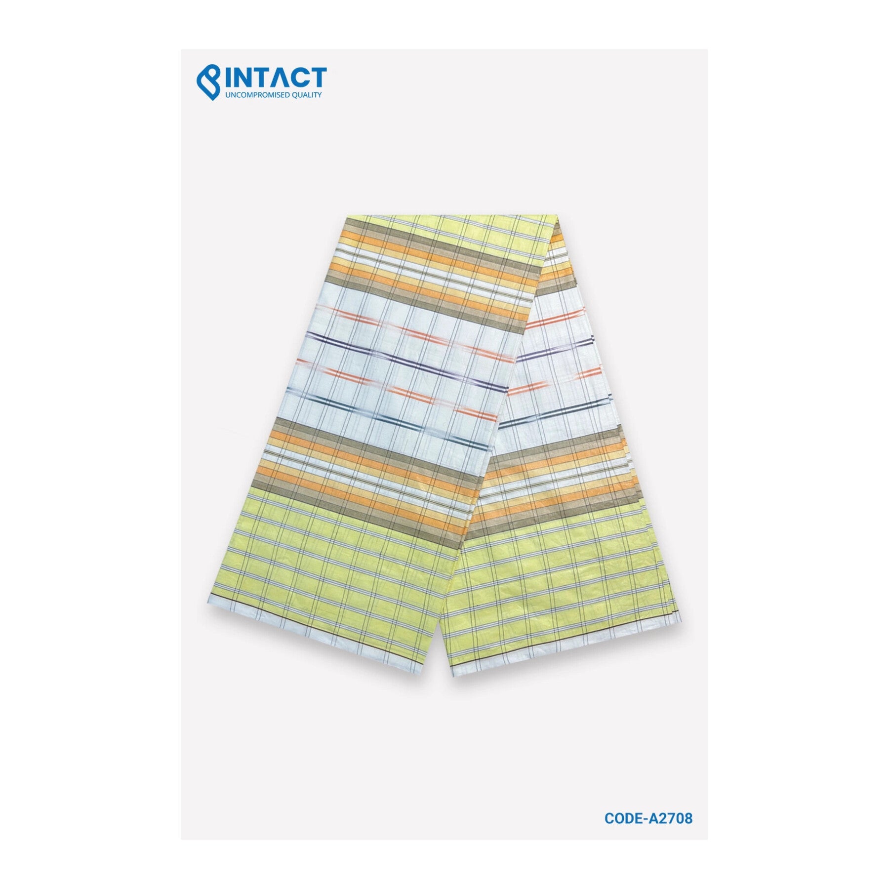 Intact Al-Manar Cotton Lungi - 8 Color Designs - A2708 - Yellow Orange Stripe photo 2