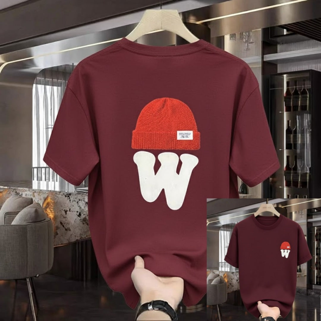 Premium Drop Shoulder T-Shirt - 08 Maroon Cap W Graphic