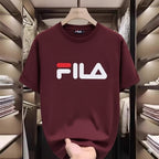 Premium Drop Shoulder T-Shirt Logo Graphic Collection - Maroon Logo Print