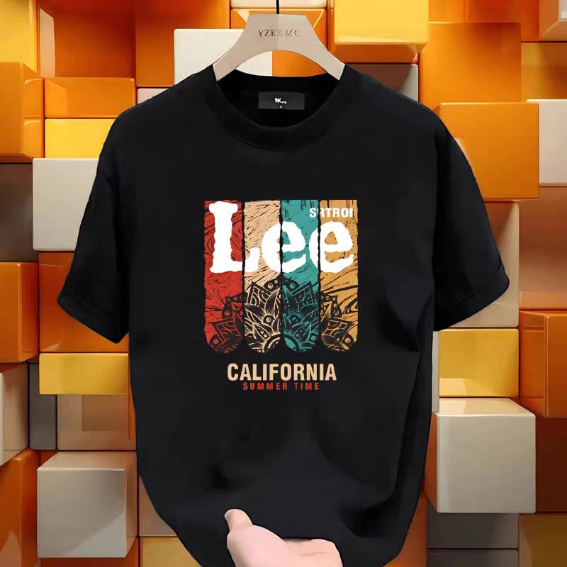 Premium Drop Shoulder T-Shirt Text Graphic Collection - Black California Print