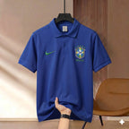 Premium Rubber Print World Cup Polo Shirt Brazil - Royal Blue
