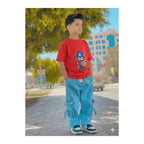 Boys Denim Pant and T-Shirt Set Panda and Graphic Prints - 09 Red Astronaut