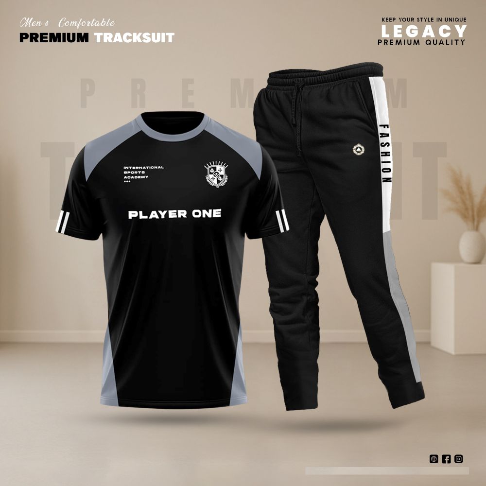 Imported PP T-Shirt and Trouser Set - Black Player One
