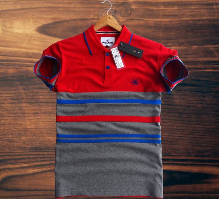 Premium Half Sleeve Polo Shirt - Grey Red Blue Stripe