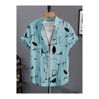 Ultra Soft Casual Half Sleeve Shirt - Sky Blue Abstract