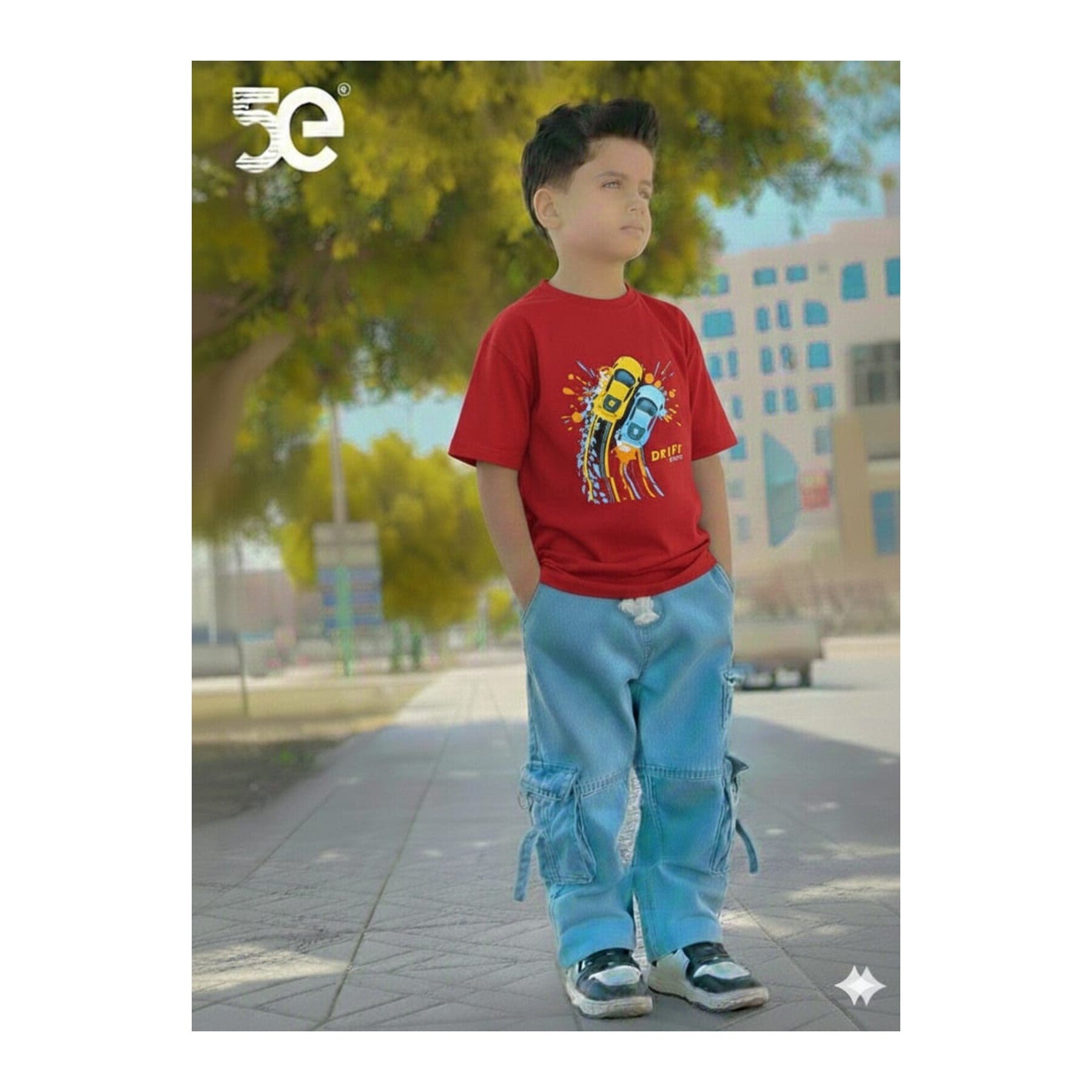 Boys Denim Pant and T-Shirt Set Panda and Graphic Prints - 10 Red Lion Graphic