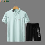 Cotton Polo Shirt and Half Pant Combo - Mint Line Polo
