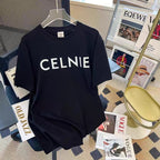 Premium Drop Shoulder T-Shirt Logo Graphic Collection - Black Letter Print