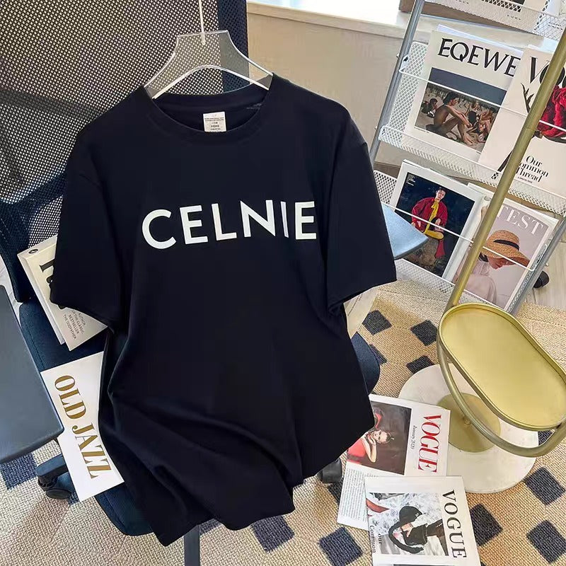 Premium Drop Shoulder T-Shirt Logo Graphic Collection - Black Letter Print