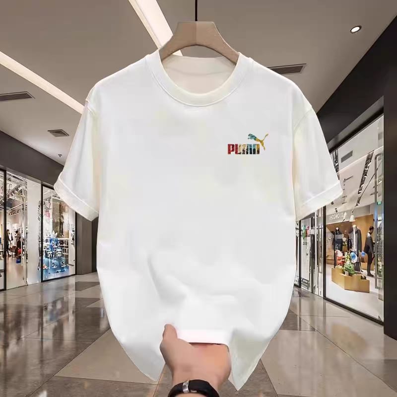Premium Drop Shoulder T-Shirt Sports Graphic Collection - White Small Sport Logo