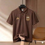 Premium Rubber Print World Cup Polo Shirt Argentina - Brown