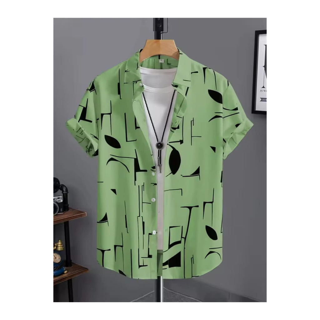 Ultra Soft Casual Half Sleeve Shirt - Mint Abstract