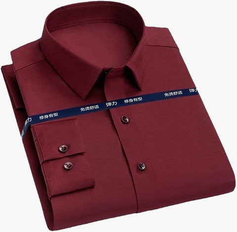 Long Sleeve Formal Shirt For Men Maroon product photo | OmegaBD