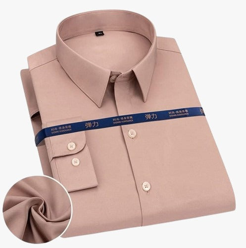 Long Sleeve Formal Shirt For Men Rose Beige product photo | OmegaBD