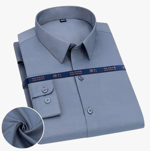 Long Sleeve Formal Shirt For Men Gray Blue product photo | OmegaBD