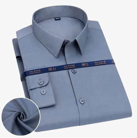 Long Sleeve Formal Shirt For Men Gray Blue product photo | OmegaBD
