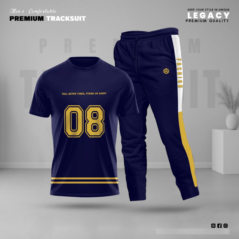 Imported PP T-Shirt and Trouser Set - Navy Yellow 08