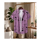 Ultra Soft Casual Half Sleeve Shirt - Purple Abstract