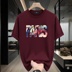 Premium Drop Shoulder T-Shirt Sports Graphic Collection - Maroon Abstract Text