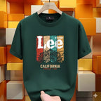 Premium Drop Shoulder T-Shirt Text Graphic Collection - Green California Print