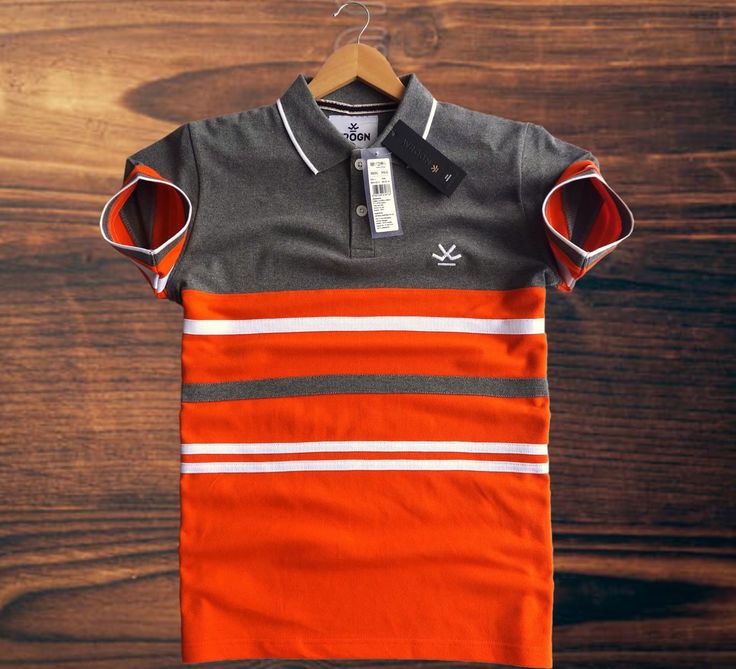 Premium Half Sleeve Polo Shirt - Charcoal Orange Stripe