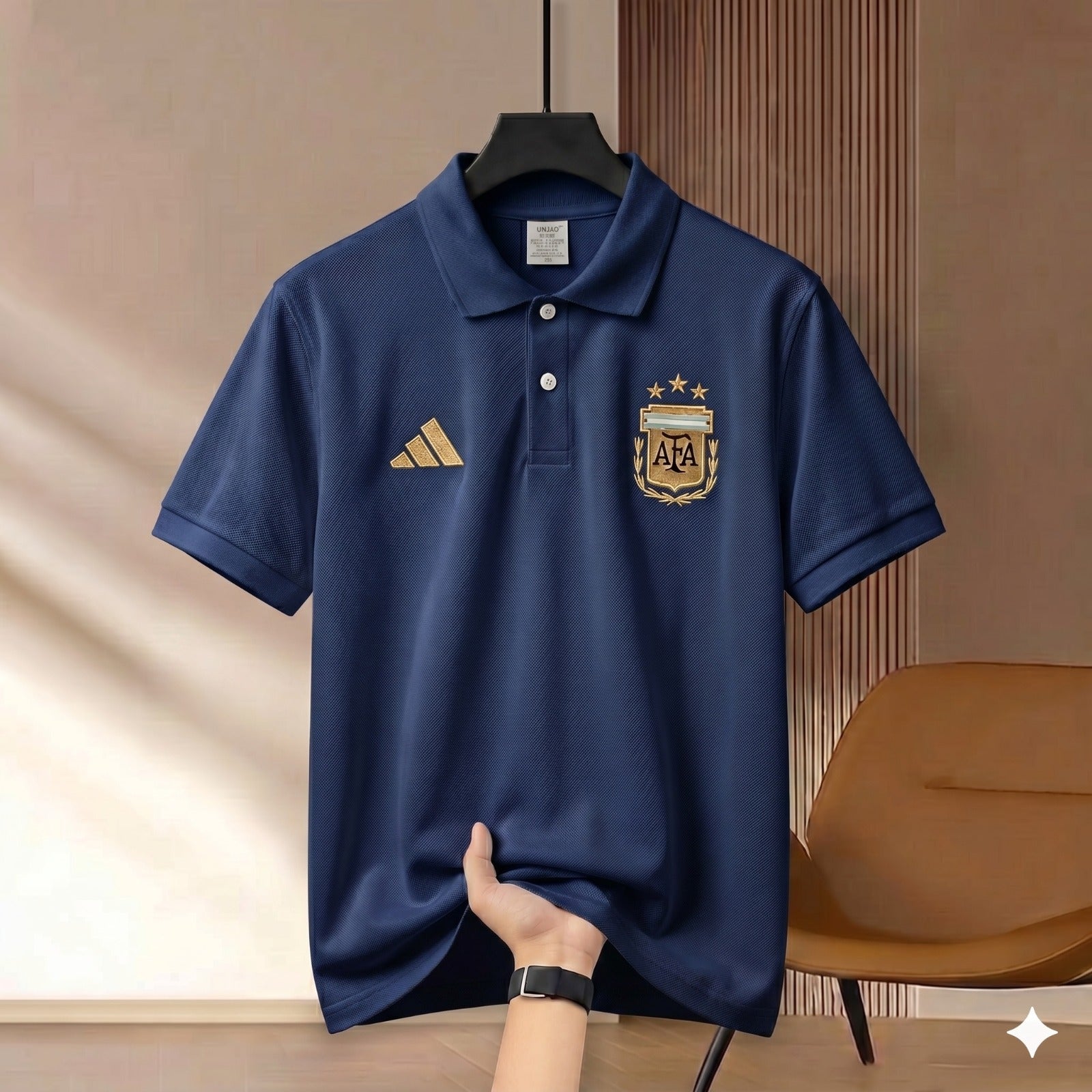 Premium Rubber Print World Cup Polo Shirt Argentina - Navy
