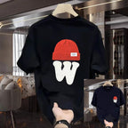 Premium Drop Shoulder T-Shirt - 13 Black Cap W Graphic