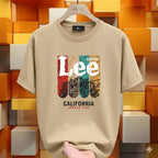 Premium Drop Shoulder T-Shirt Text Graphic Collection - Beige California Print