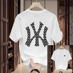 Premium Drop Shoulder T-Shirt - 14 White Checker X Graphic