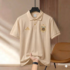 Premium Rubber Print World Cup Polo Shirt Argentina - Cream