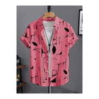 Ultra Soft Casual Half Sleeve Shirt - Pink Abstract