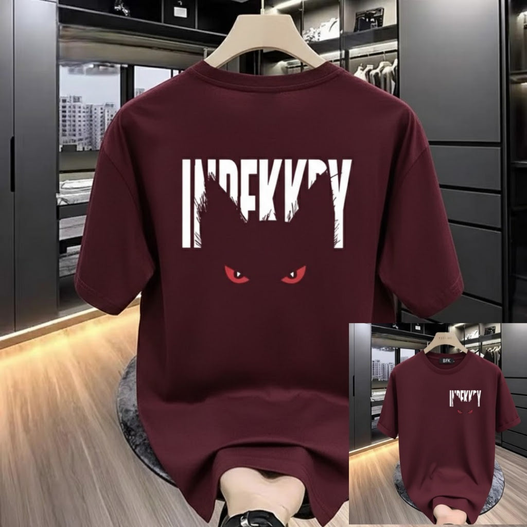 Premium Drop Shoulder T-Shirt - 15 Maroon Peeky Graphic