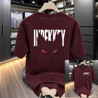 Premium Drop Shoulder T-Shirt - 15 Maroon Peeky Graphic