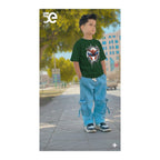 Boys Denim Pant and T-Shirt Set Graphic Prints - 16 Green Hero Mask