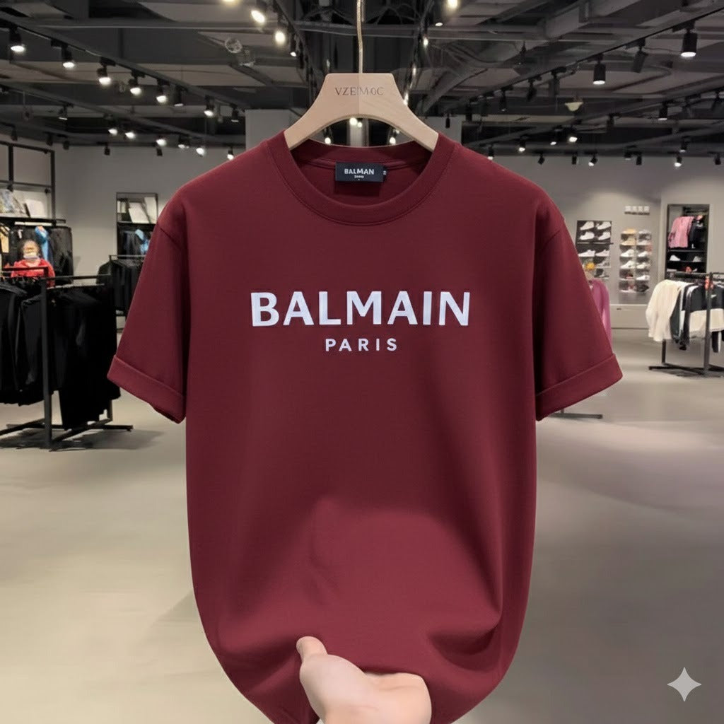 Premium Drop Shoulder T-Shirt Text Graphic Collection - Maroon Paris Print