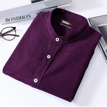 Men's Solid Colour Cotton Full Sleeve Shirt Purple