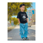 Boys Denim Pant and T-Shirt Set Panda and Graphic Prints - 17 Black Panda
