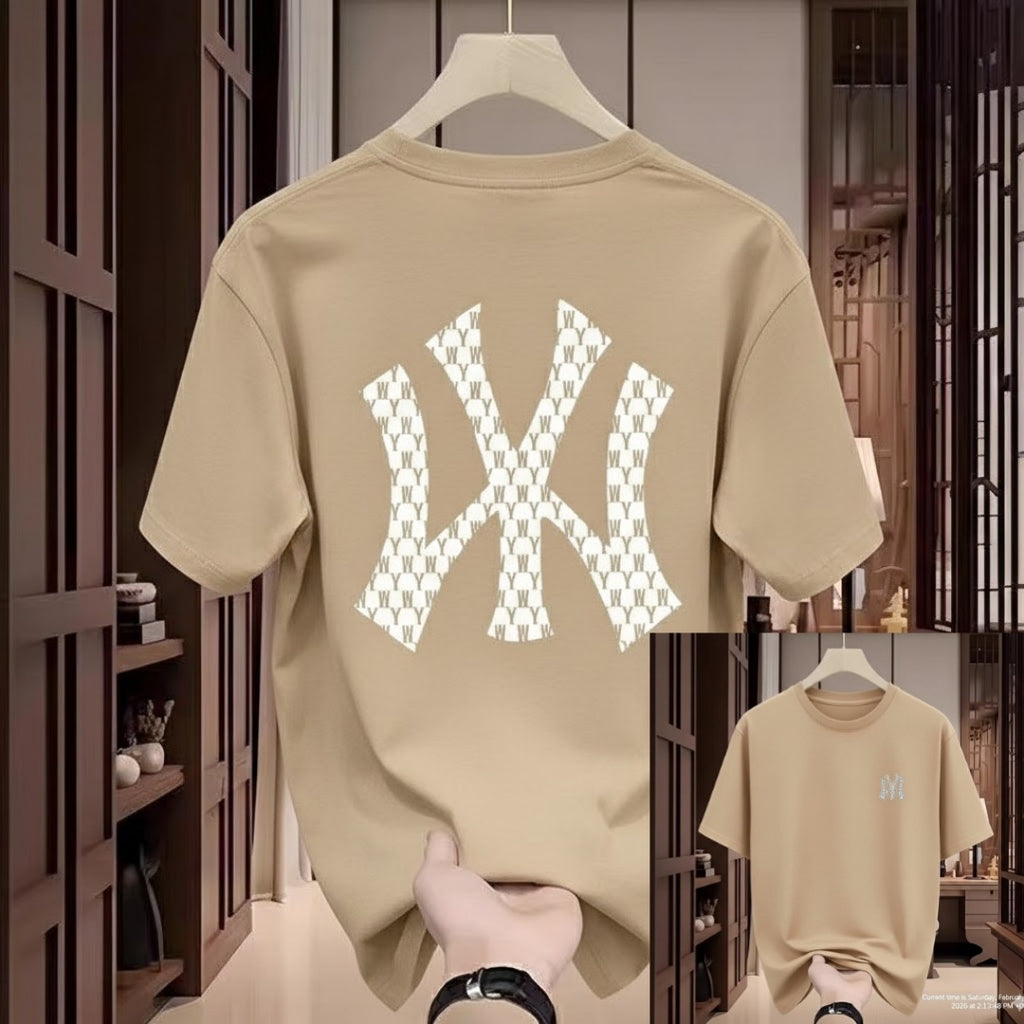Premium Drop Shoulder T-Shirt - 17 Beige Checker X Graphic