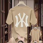 Premium Drop Shoulder T-Shirt - 17 Beige Checker X Graphic
