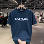 Premium Drop Shoulder T-Shirt Text Graphic Collection - Blue Paris Print