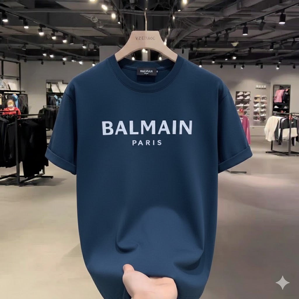 Premium Drop Shoulder T-Shirt Text Graphic Collection - Blue Paris Print
