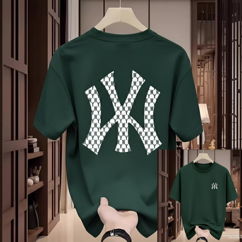 Premium Drop Shoulder T-Shirt - 18 Green Checker X Graphic