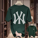 Premium Drop Shoulder T-Shirt - 18 Green Checker X Graphic