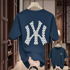 Premium Drop Shoulder T-Shirt - 19 Blue Checker X Graphic